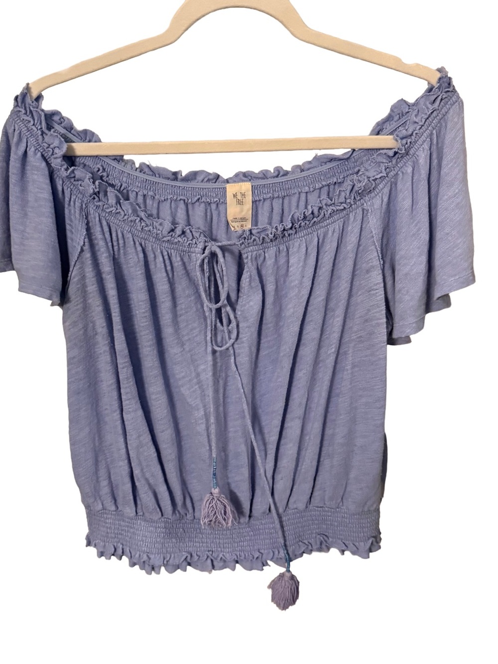 Free People Off The Shoulder Peasant Ruffle Elastic Waist Blouse / TopSize M EUC